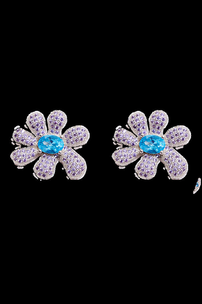 collina strada AMETHYST AQUA PAVE SQUASHED BLOSSOM EARRING