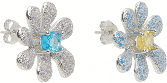 Collina Strada AQUAMARINE & AMETHYST SQUASHED BLOSSOM EARRING