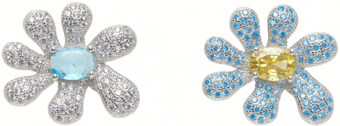 Collina Strada AQUAMARINE & AMETHYST SQUASHED BLOSSOM EARRING