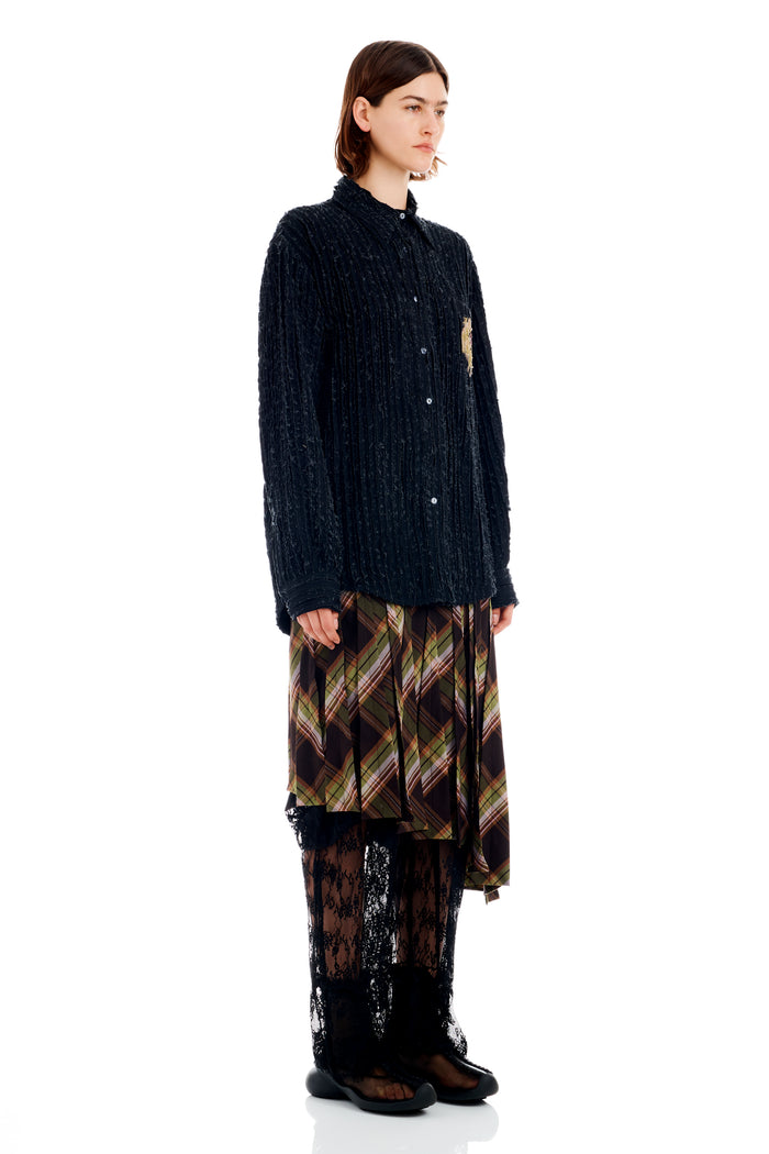 Collina Strada BLACK FLOWER DRIP CONVENTION BUTTON UP