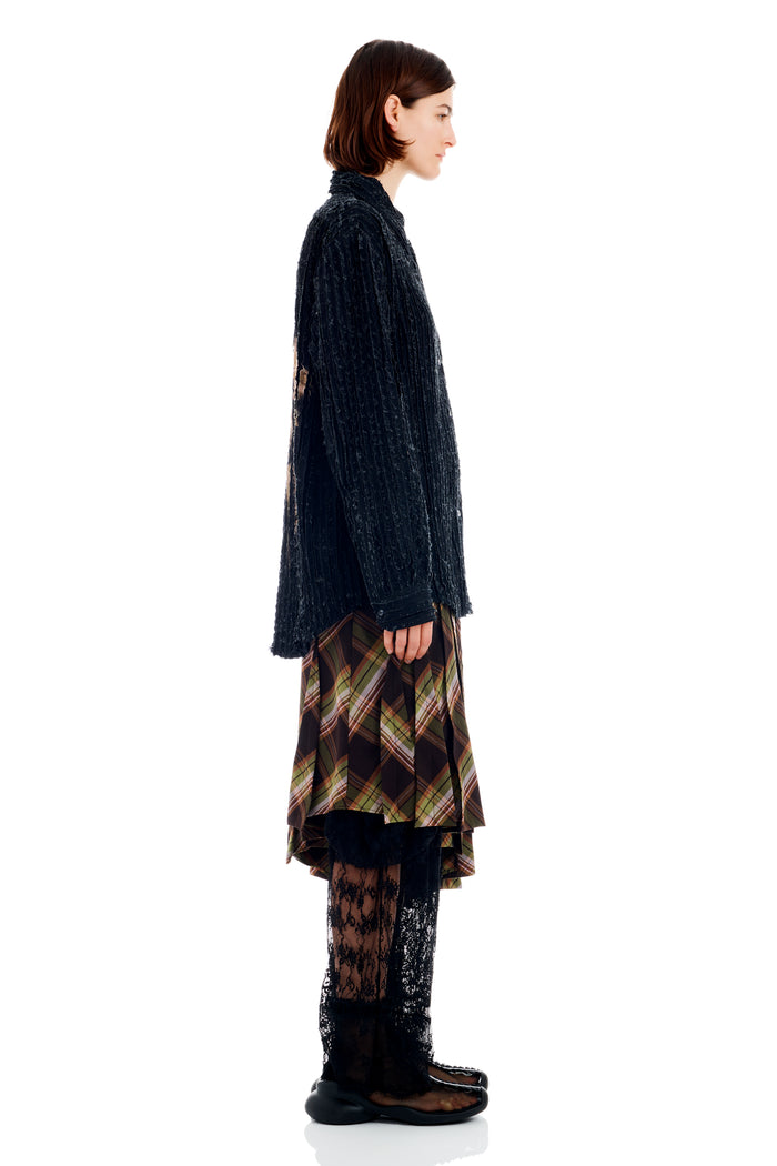 Collina Strada BLACK FLOWER DRIP CONVENTION BUTTON UP