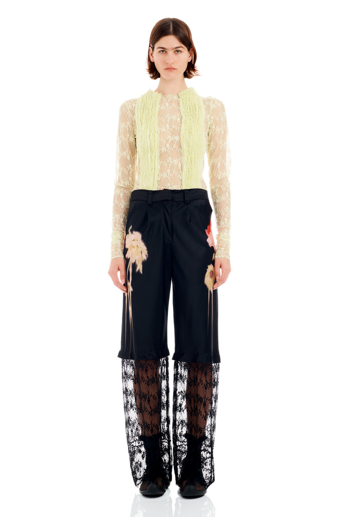 collina strada BLACK FLOWER DRIP DANTE LACE TROUSER