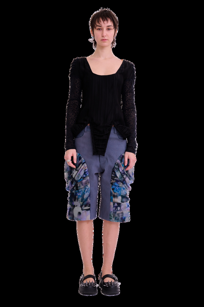 collina strada BLACK SATIN STRIPE MAGNOLIA TOP SMALL