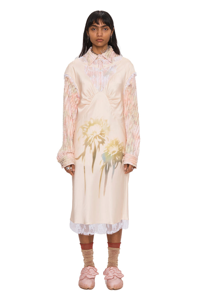 Collina Strada BUTTER FADED FLOWER WATERLILY MIDI DRESS