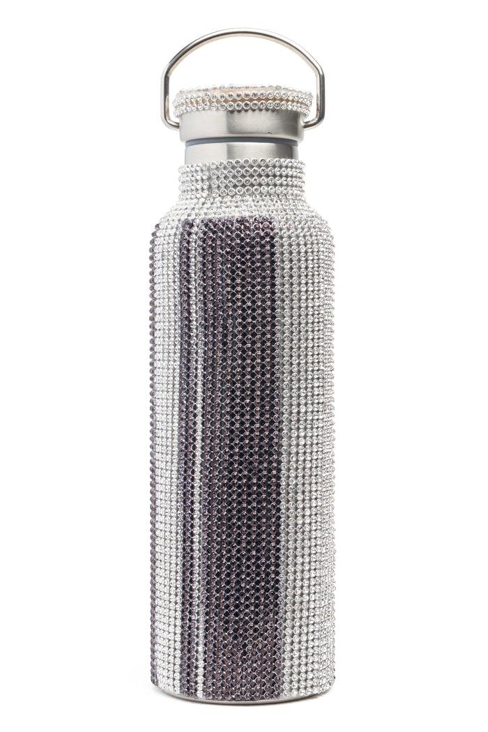 Collina Strada CHARCOAL STRIPE RHINESTONE WATER BOTTLE