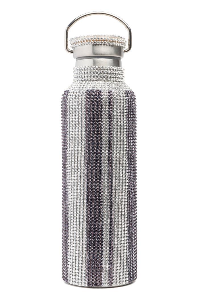collina strada CHARCOAL STRIPE RHINESTONE WATER BOTTLE