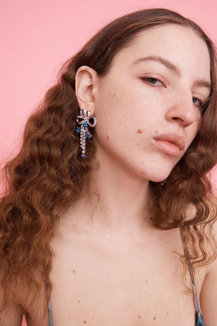 Collina Strada AMETHYST BOW JANGLE EARRINGS