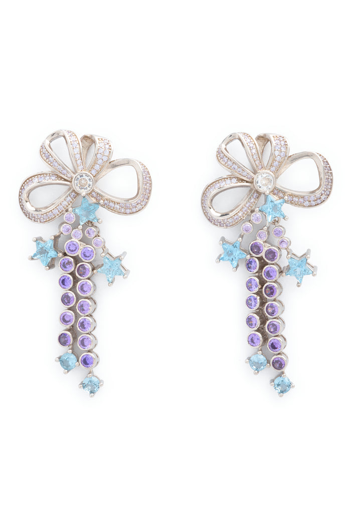 collina strada AMETHYST BOW JANGLE EARRINGS