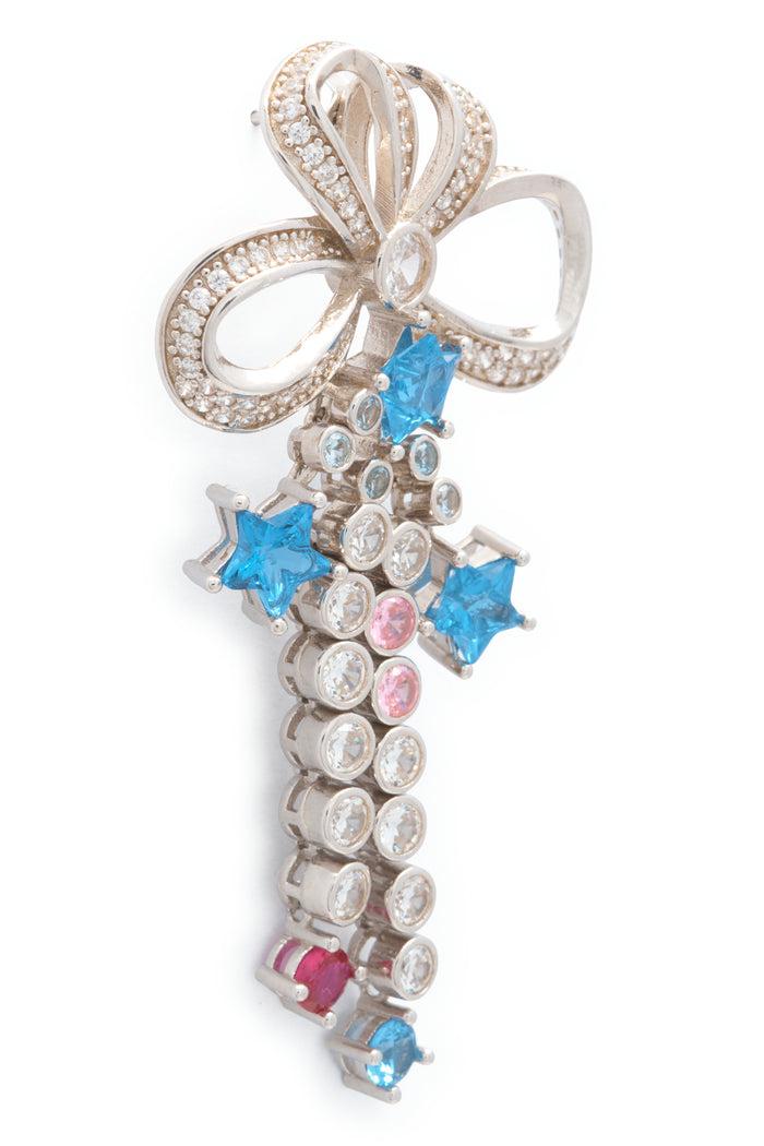 Collina Strada AQUAMARINE BOW JANGLE EARRINGS