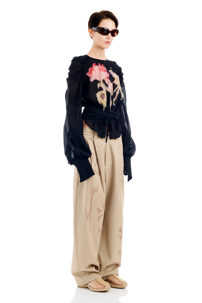 Collina Strada BLACK FLOWER DRIP IRIS TOP