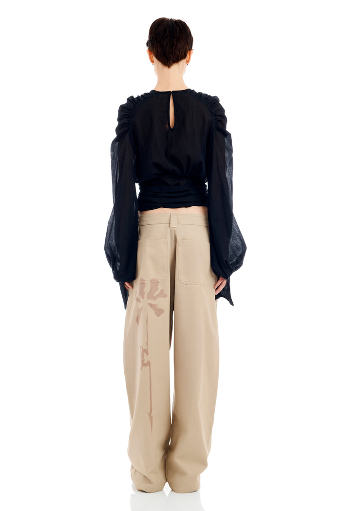 Collina Strada BLACK FLOWER DRIP IRIS TOP