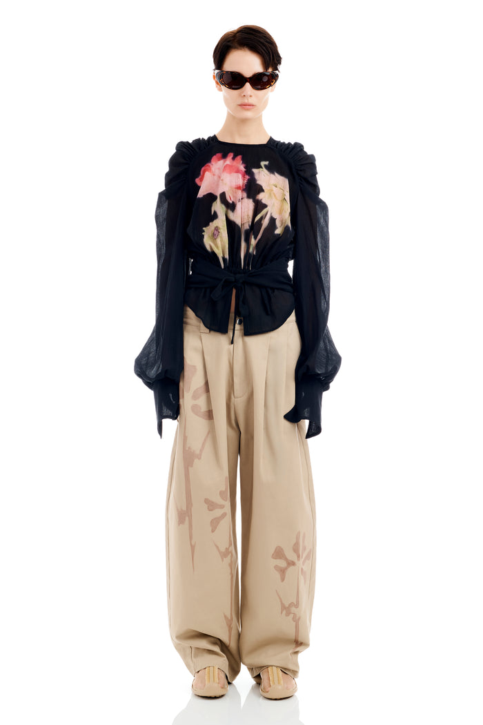 collina strada BLACK FLOWER DRIP IRIS TOP