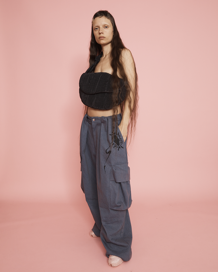 Collina Strada BLACK PLEATED CATERPILLAR BAG