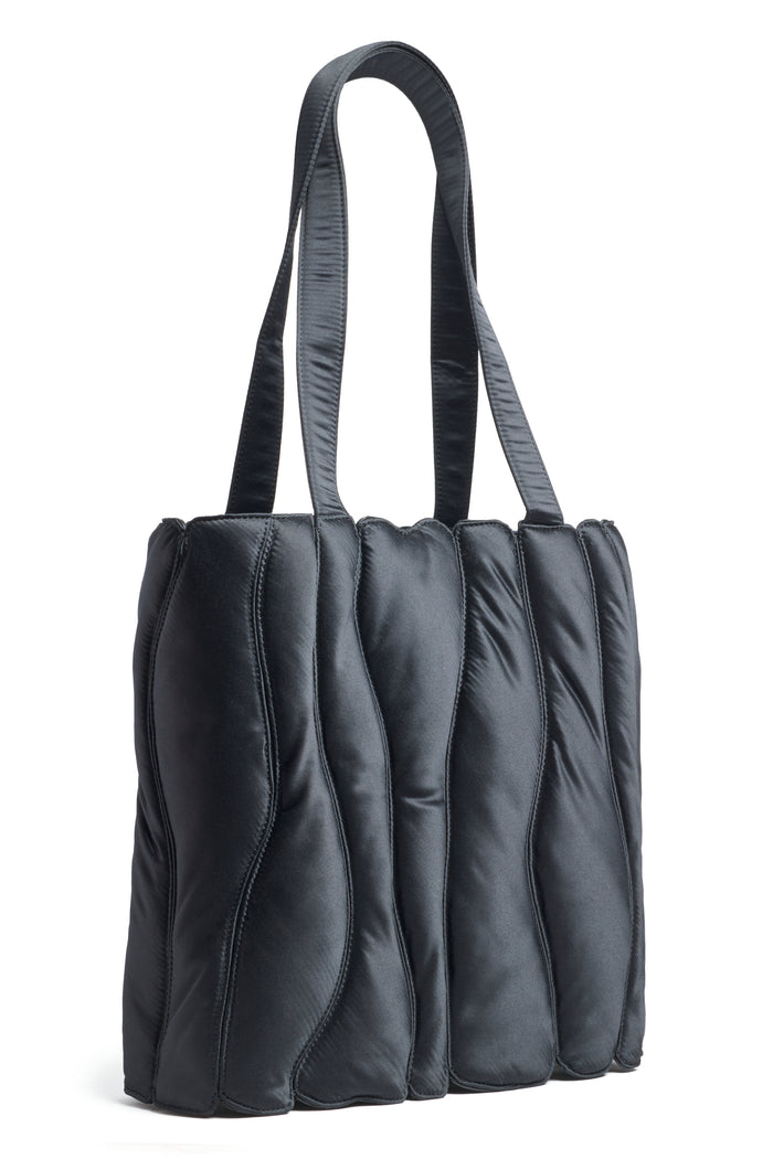 Collina Strada BLACK SATIN CATERPILLAR TOTE