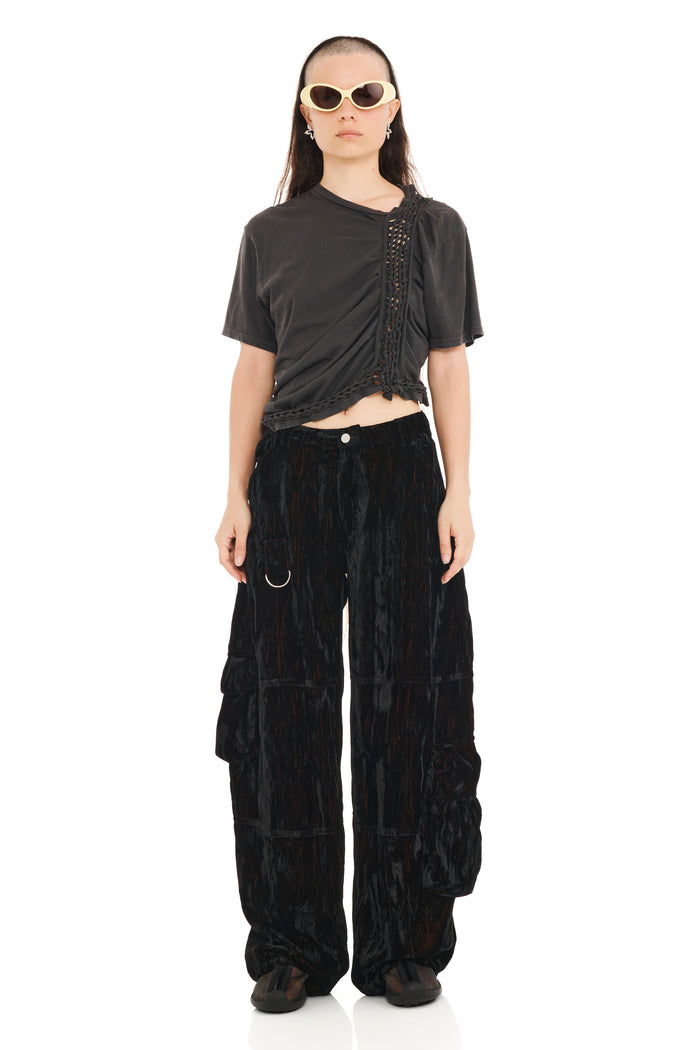 Collina Strada BLACK VELVET LAWN CARGO PANT