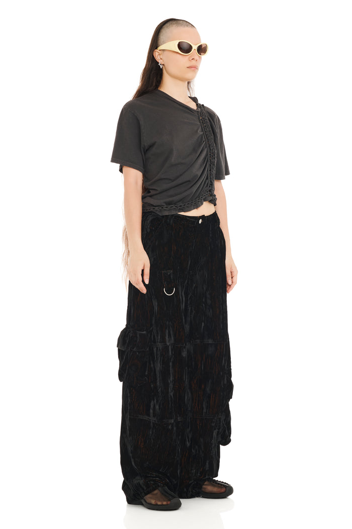 Collina Strada BLACK VELVET LAWN CARGO PANT