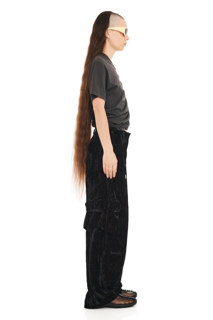 Collina Strada BLACK VELVET LAWN CARGO PANT
