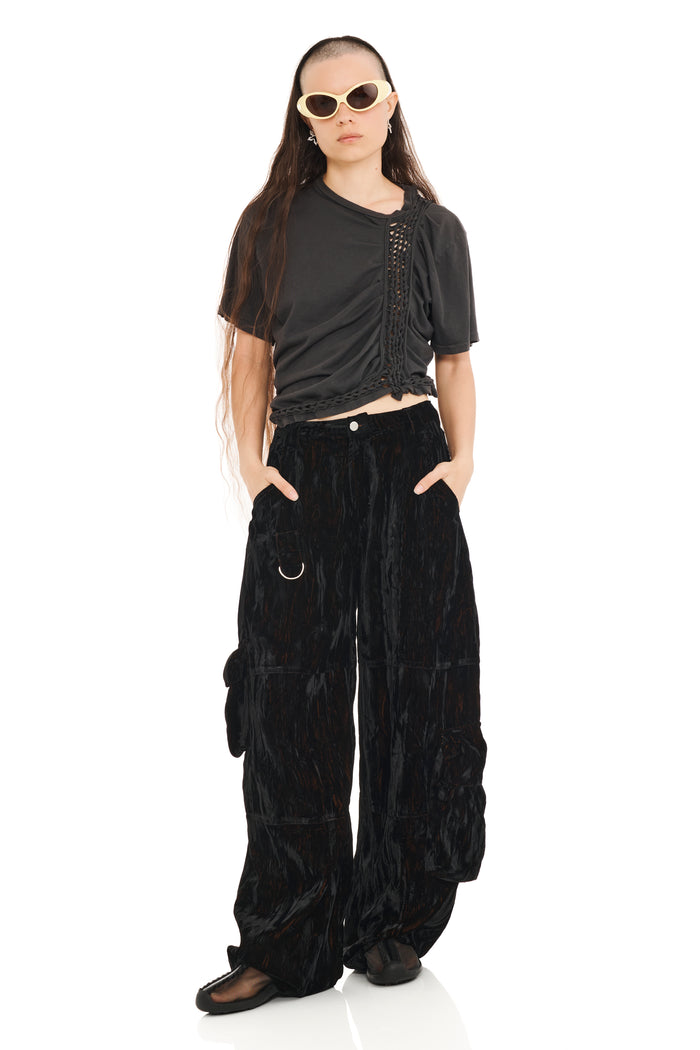collina strada BLACK VELVET LAWN CARGO PANT