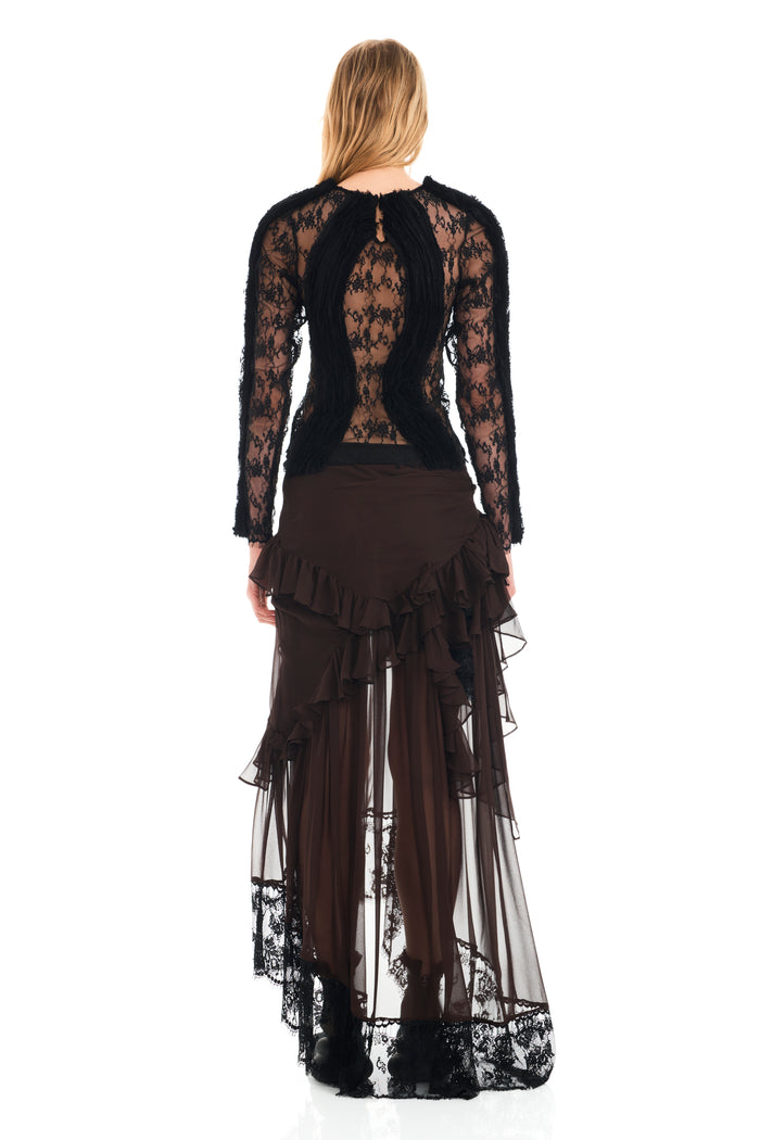 Collina Strada BLACK WAVY DANDELION TOP