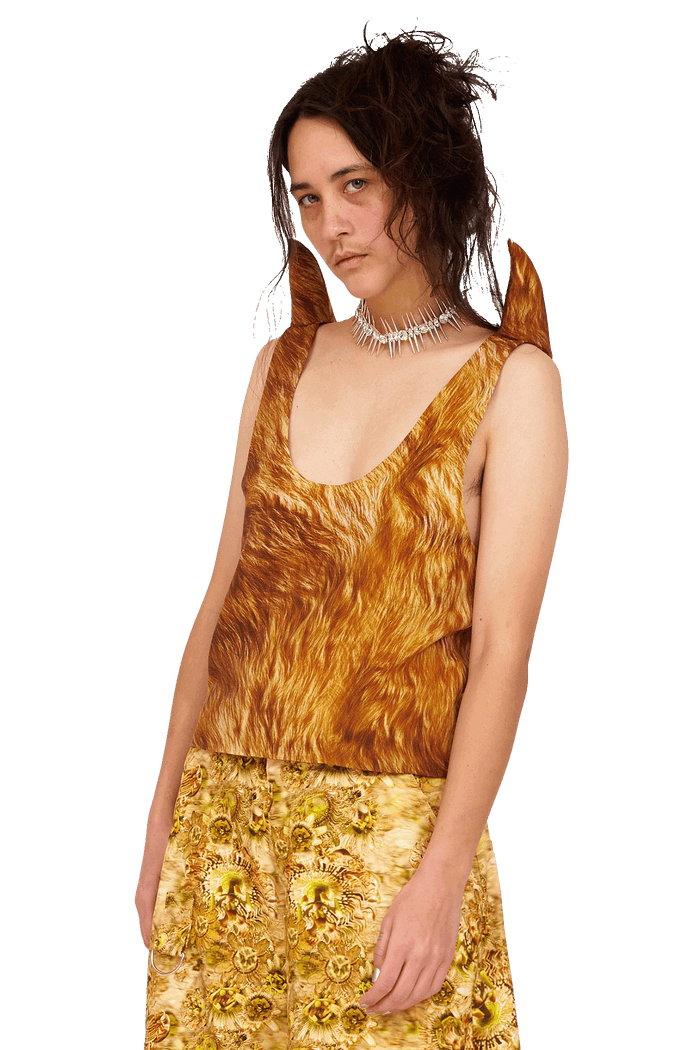 Collina Strada BROWN FUR HORN TANK SMALL