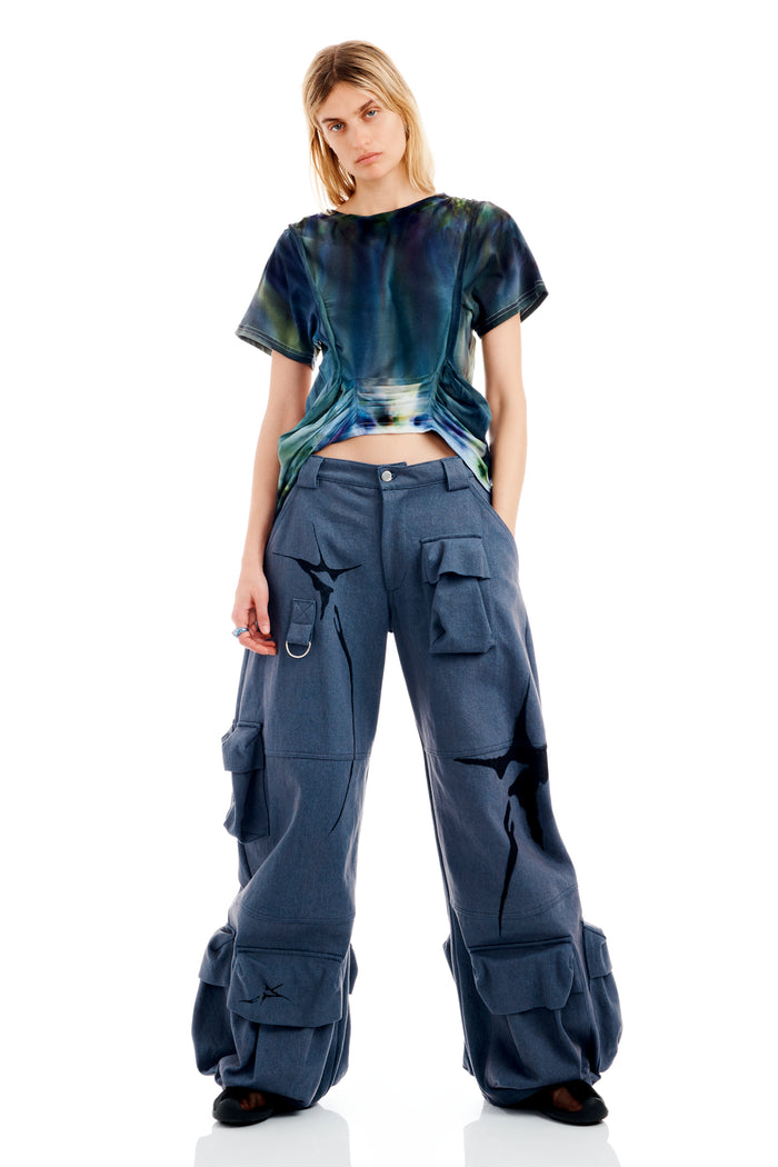 collina strada CHARCOAL DENIM GARDEN CARGO PANT