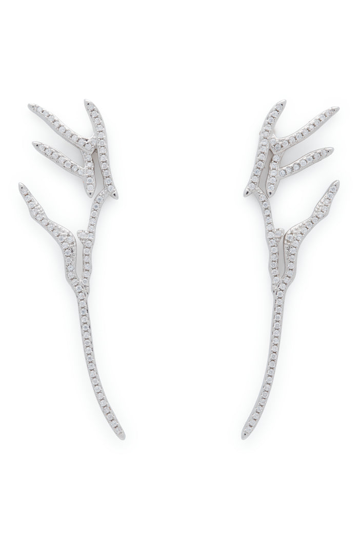 collina strada CRYSTAL CLEAR PAVE WING EARRINGS