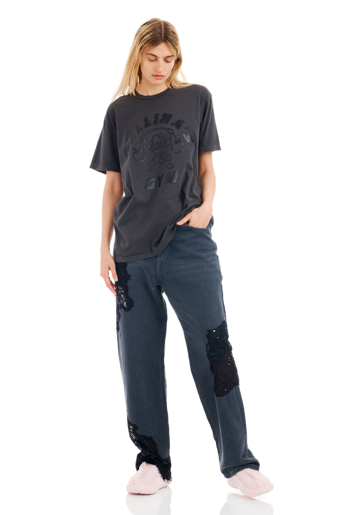 Collina Strada CS GYM WORN BLACK GRAPHIC TEE SMALL