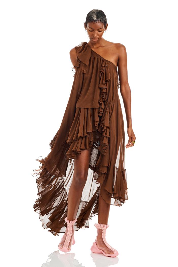 Collina Strada DARK BROWN VIOLET DRESS