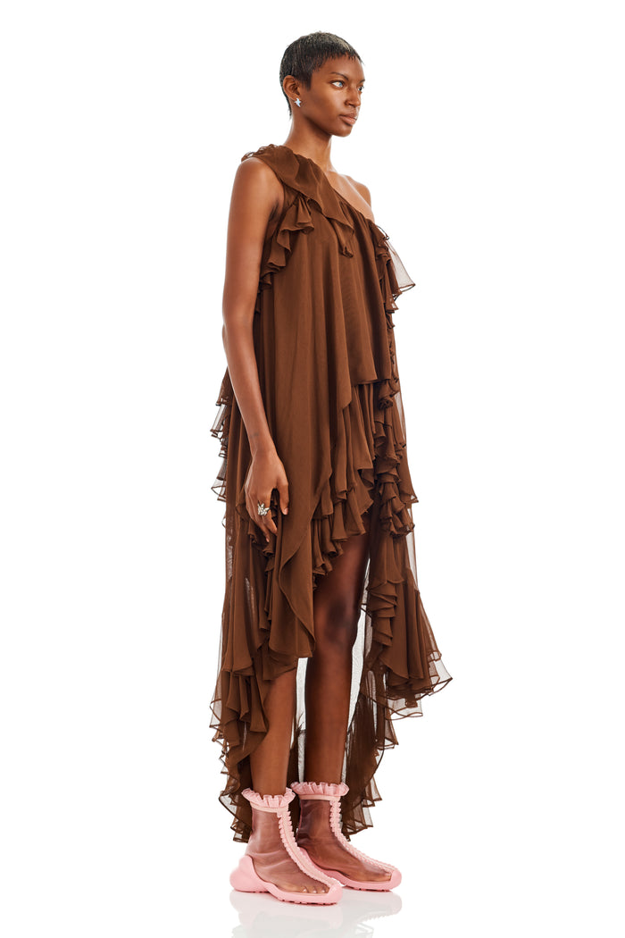 Collina Strada DARK BROWN VIOLET DRESS