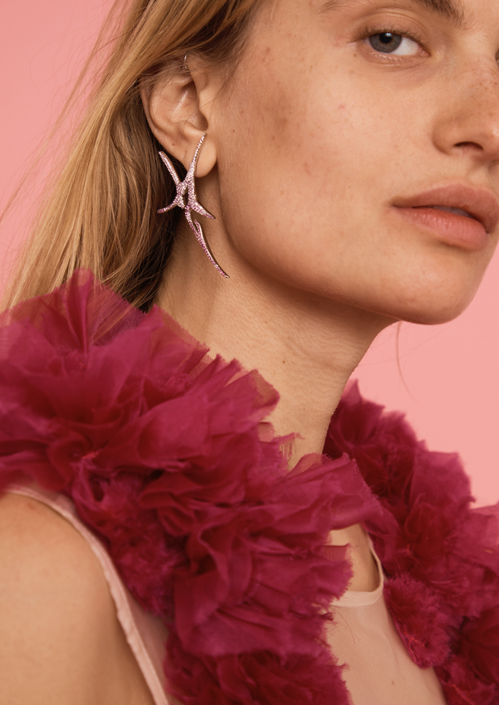 Collina Strada FADING PINK PAVE NOVA EARRINGS