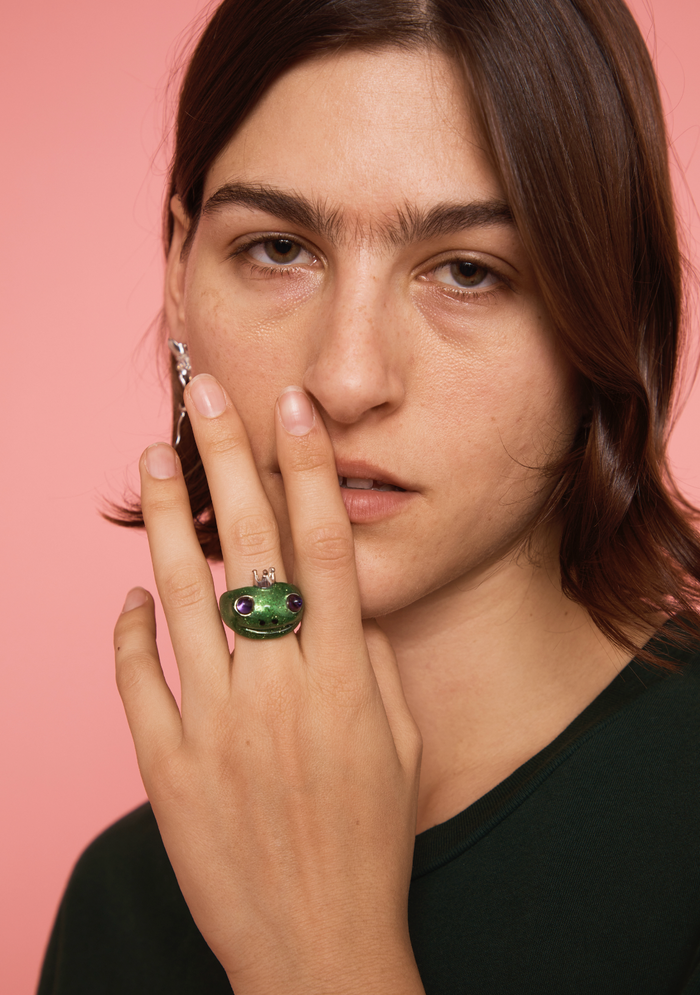 Collina Strada GLITTER GREEN FROG PRINCE RING