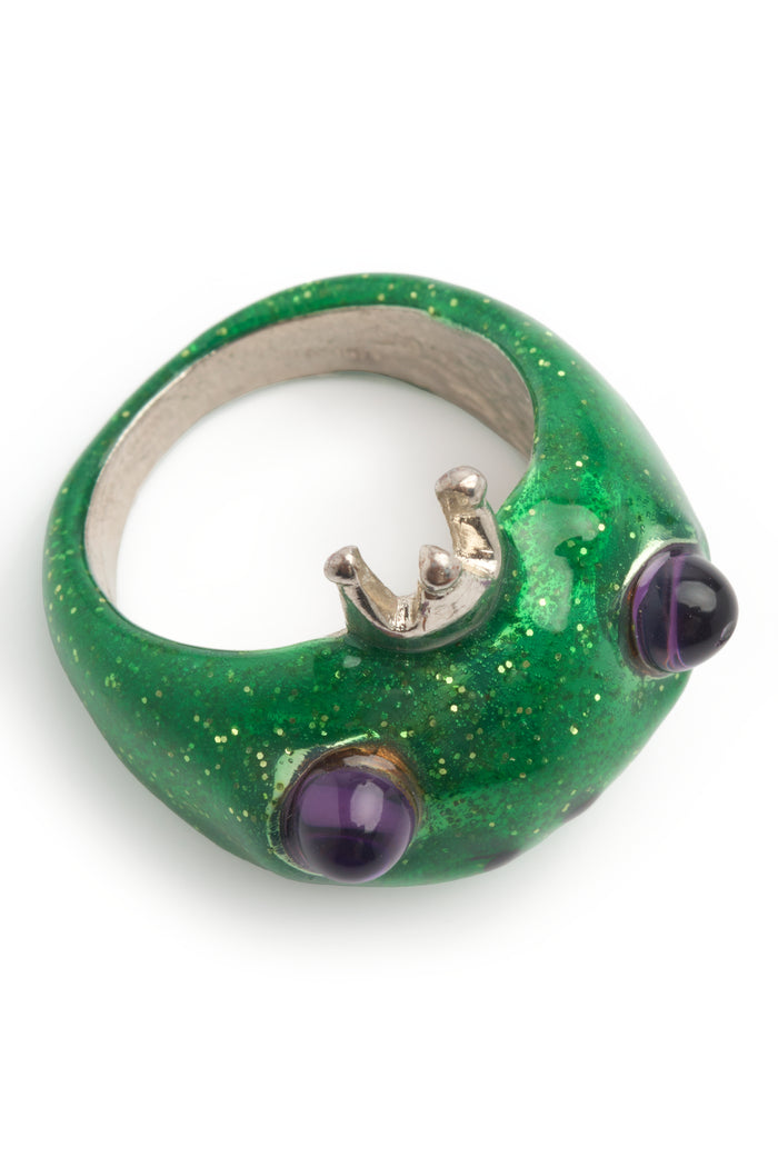 Collina Strada GLITTER GREEN FROG PRINCE RING
