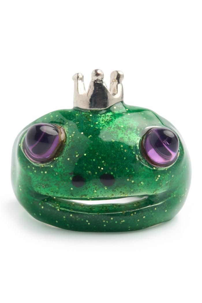 collina strada GLITTER GREEN FROG PRINCE RING