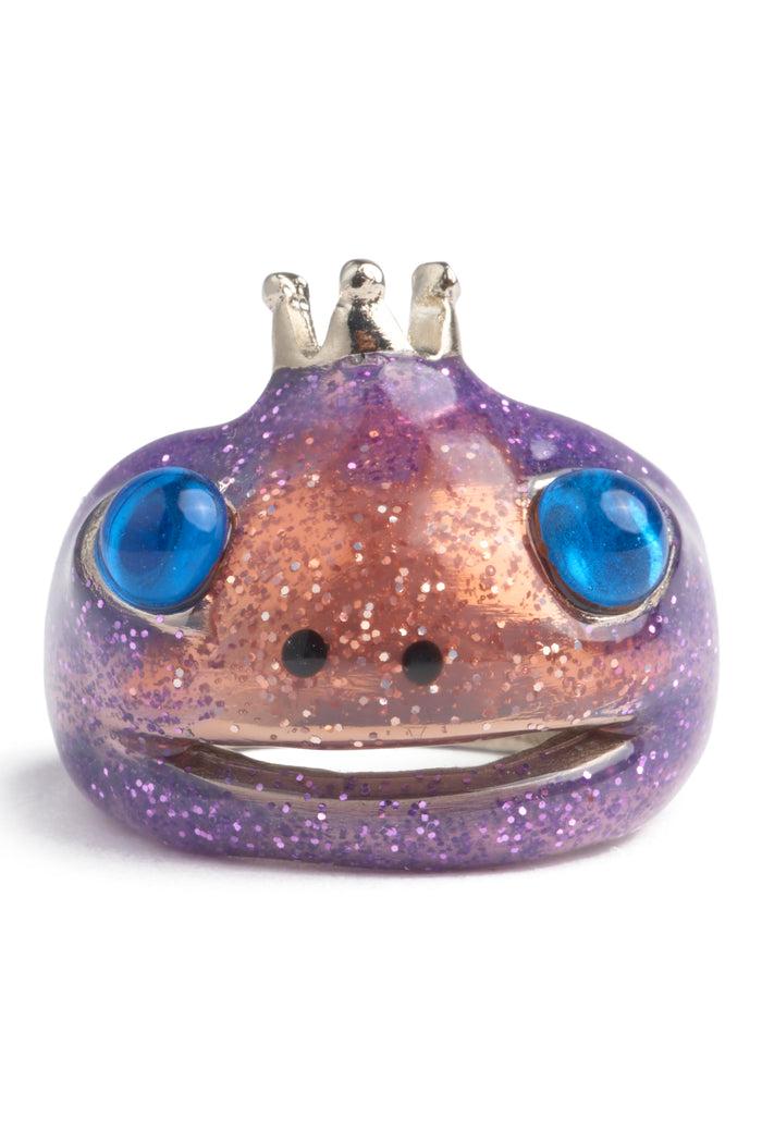 collina strada GLITTER PINK LILAC FROG PRINCE RING