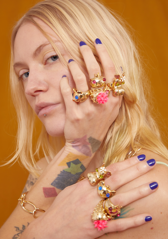 collina strada GOLD BLUE PRINCESS BEAR RING