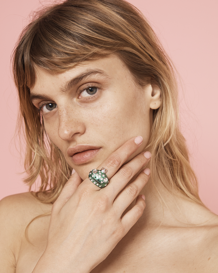 Collina Strada GREEN FRECKLES FROG PRINCE RING