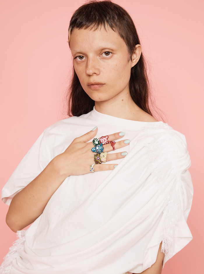 Collina Strada HOT METALLIC PINK FLORENCE RING 7