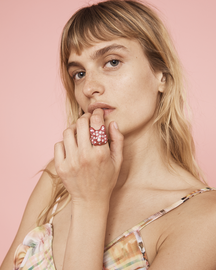 Collina Strada HOT PINK PUFFY BUNNY RING 6