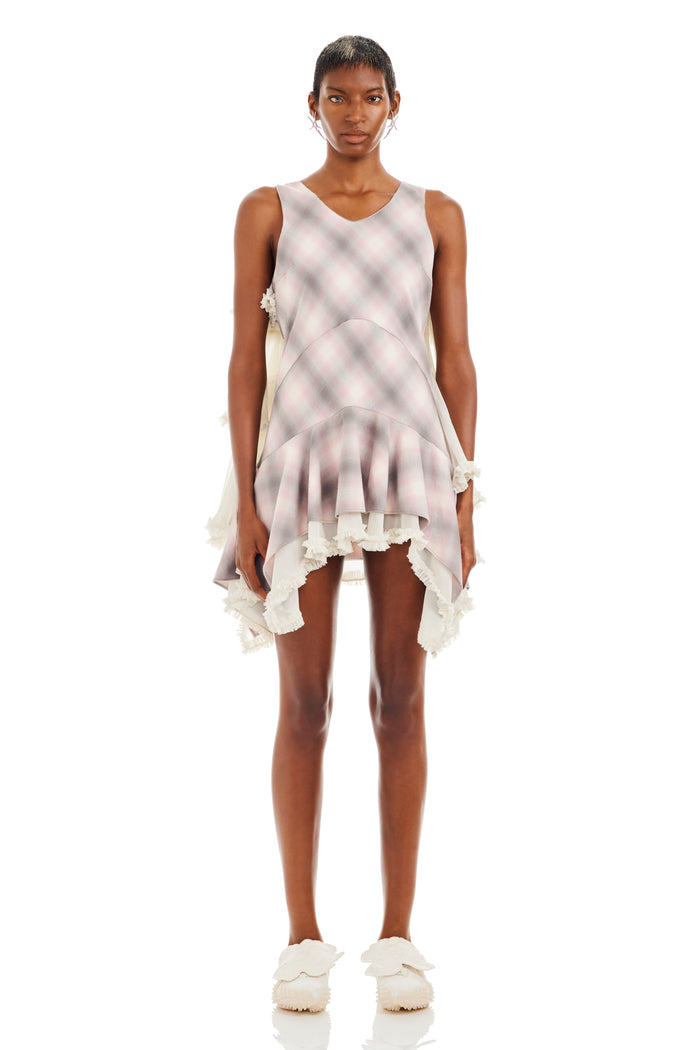 Collina Strada LAVENDER PLAID PHLOX MINI DRESS