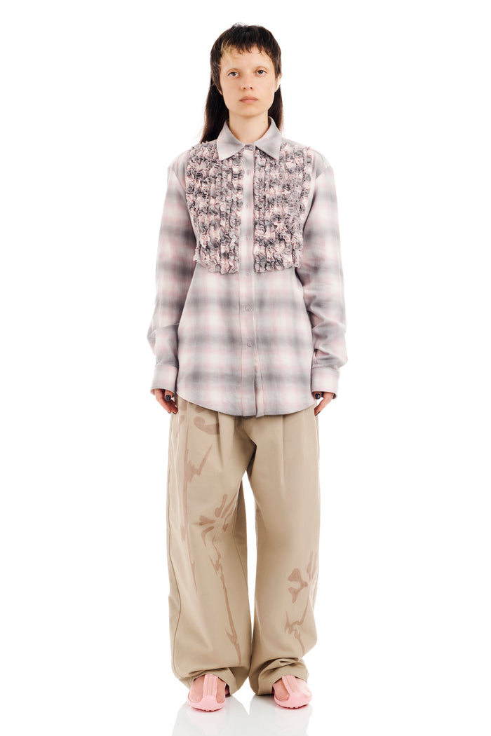 Collina Strada LAVENDER PLAID TUXEDO BUTTON UP