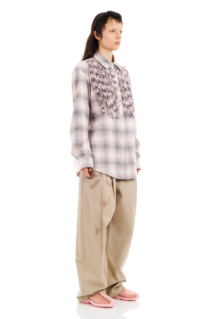 Collina Strada LAVENDER PLAID TUXEDO BUTTON UP