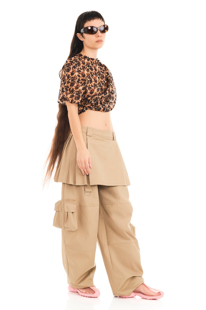 Collina Strada LEOPARD PEONY EVA DRAPED TOP
