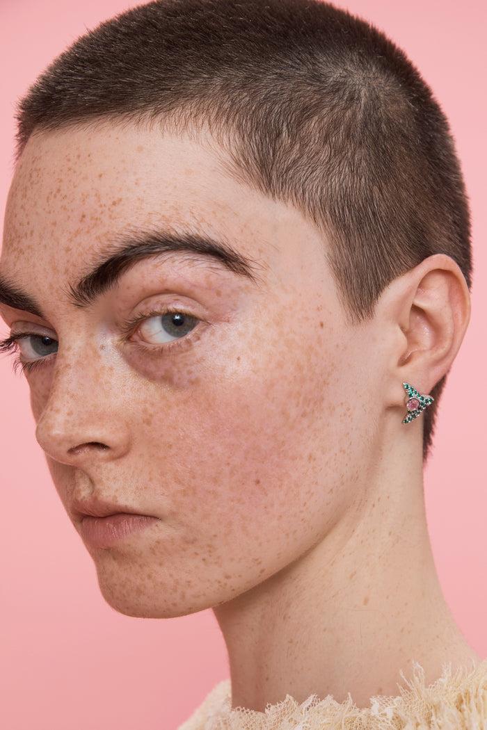 Collina Strada LIGHT PINK EMERALD TRIGON STUDS