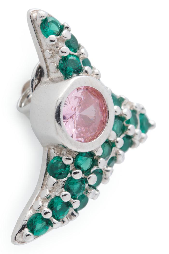Collina Strada LIGHT PINK EMERALD TRIGON STUDS