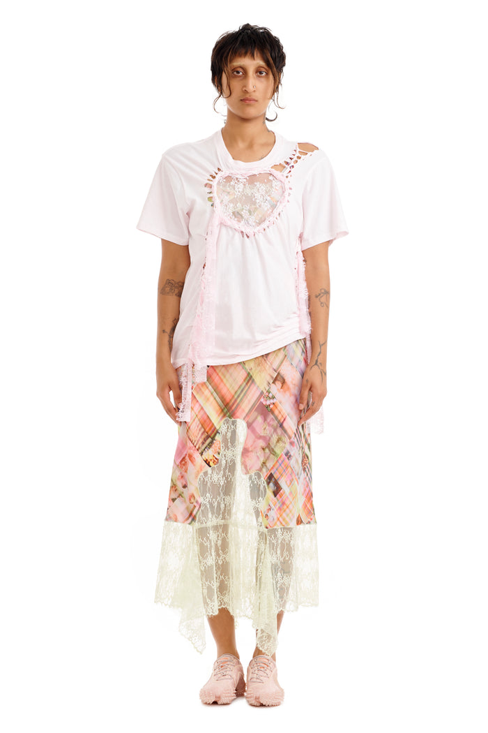 collina strada LIGHT PINK LACE HEART NASH TEE
