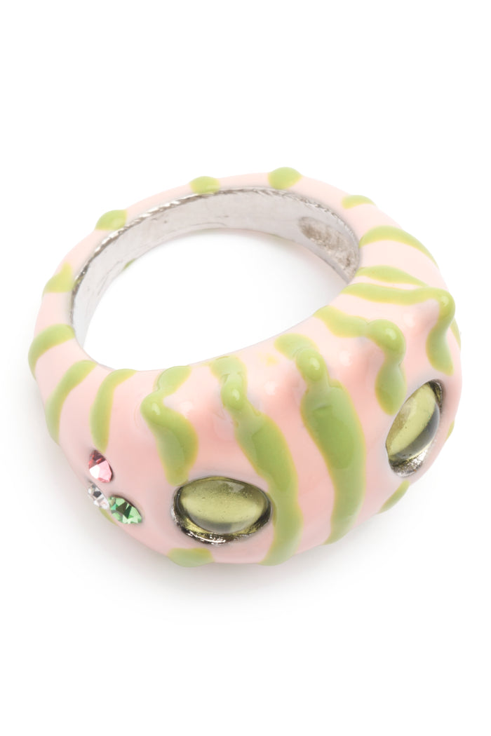 Collina Strada LIME PINK STRIPE LIBERTY FROG RING