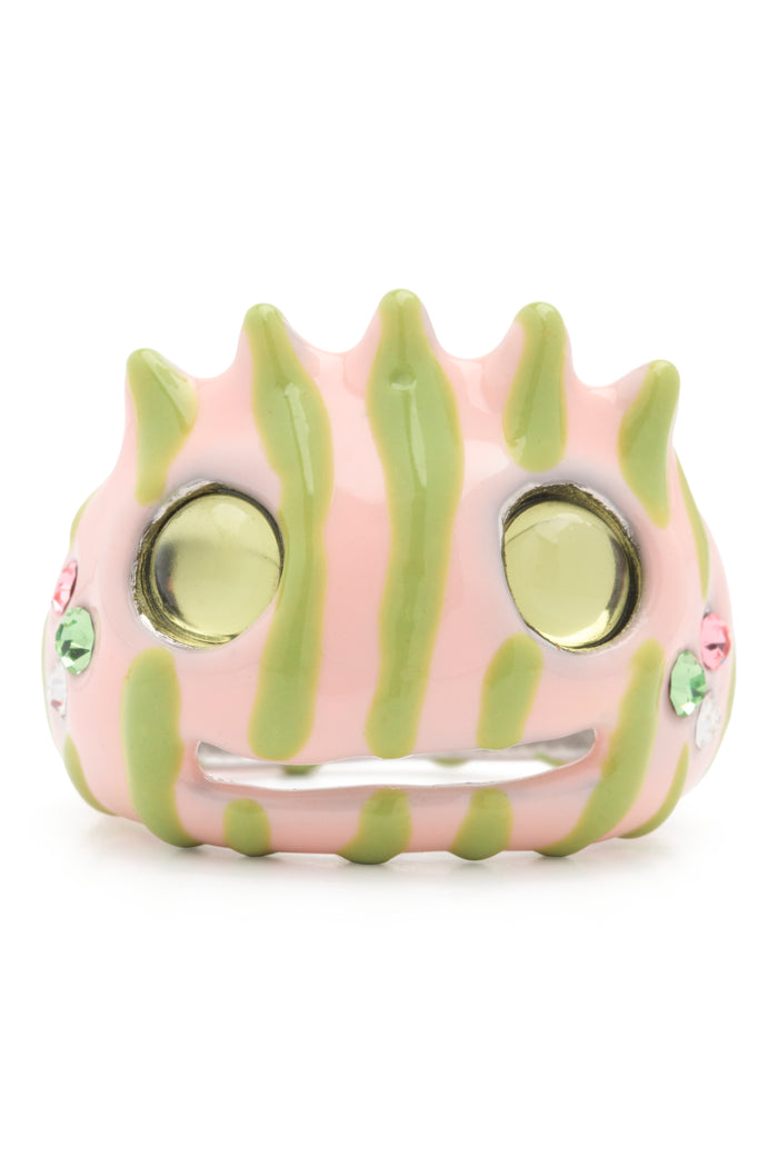 collina strada LIME PINK STRIPE LIBERTY FROG RING