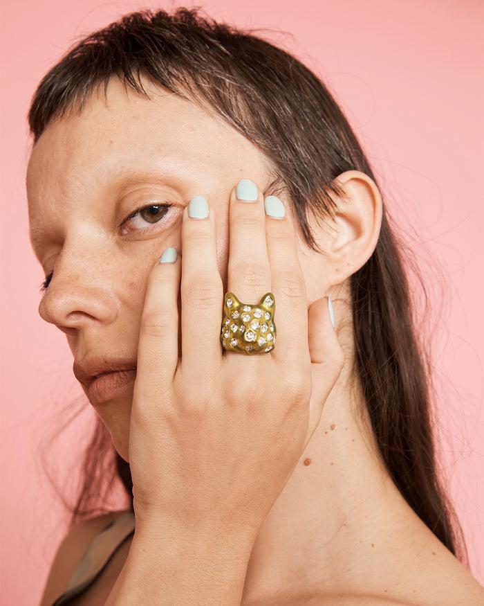 Collina Strada LIME PUFFY BUNNY RING