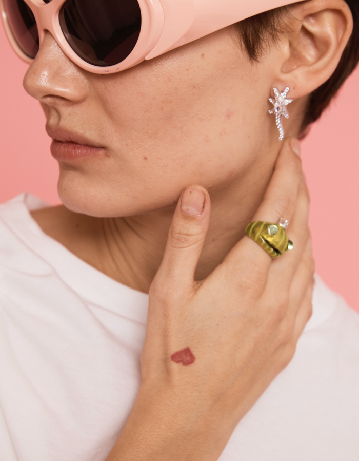 Collina Strada LIME STRIPE FROG PRINCE RING