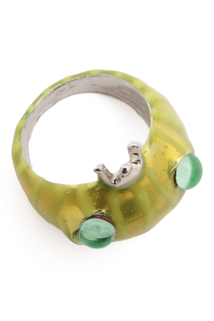 Collina Strada LIME STRIPE FROG PRINCE RING